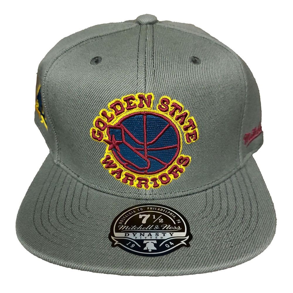 Golden State Warriors Mitchell & Ness NBA Fitted 7 1/2 Flatbill Cap Hat Gray NWT